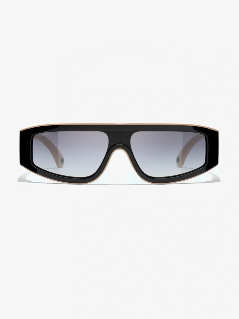 NWOT Authentic CHANEL 6057 Black White CC Shield Sunglasses